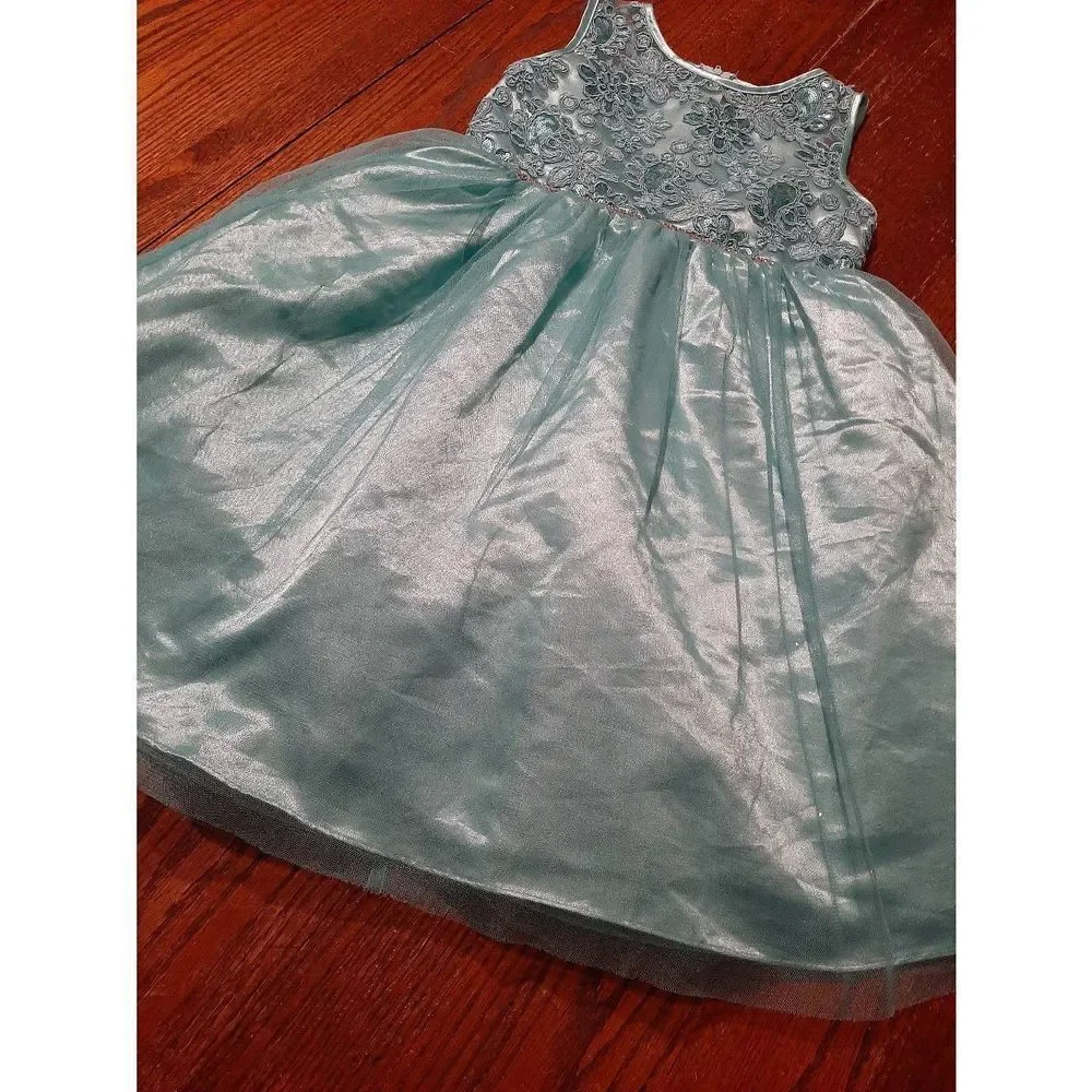 6X Rare Editions Blue Embroidered Sequin Rhinestone Formal Holiday Pageant Dress
